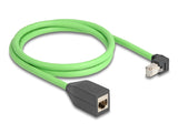Delock RJ45 Netzwerk Verlängerungskabel Cat.6A Stecker unten gewinkelt zu Buchse SF/UTP schleppkettentauglich PUR (TPU) 1 m grün