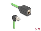 Delock RJ45 Netzwerk Verlängerungskabel Cat.6A Stecker unten gewinkelt zu Buchse SF/UTP schleppkettentauglich PUR (TPU) 5 m grün