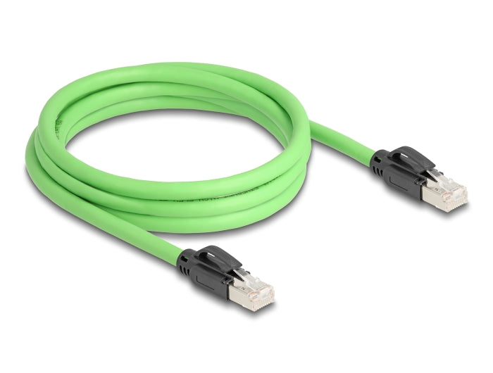 Delock RJ45 Netzwerkkabel Cat.6A Stecker zu Stecker SF/UTP schleppkettentauglich PUR (TPU) 2 m grün