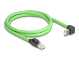 Delock RJ45 Netzwerkkabel Cat.6A Stecker zu Stecker oben gewinkelt SF/UTP schleppkettentauglich PUR (TPU) 1 m grün