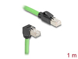 Delock RJ45 Netzwerkkabel Cat.6A Stecker zu Stecker unten gewinkelt SF/UTP schleppkettentauglich PUR (TPU) 1 m grün