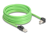 Delock RJ45 Netzwerkkabel Cat.6A Stecker zu Stecker unten gewinkelt SF/UTP schleppkettentauglich PUR (TPU) 5 m grün