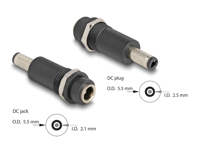Delock Adapter DC 5,5 x 2,1 mm Buchse zu DC 5,5 x 2,5 mm Stecker