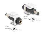 Delock Keystone Modul DC 5,5 x 2,1 mm Buchse zu DC 5,5 x 2,1 mm Stecker weiß