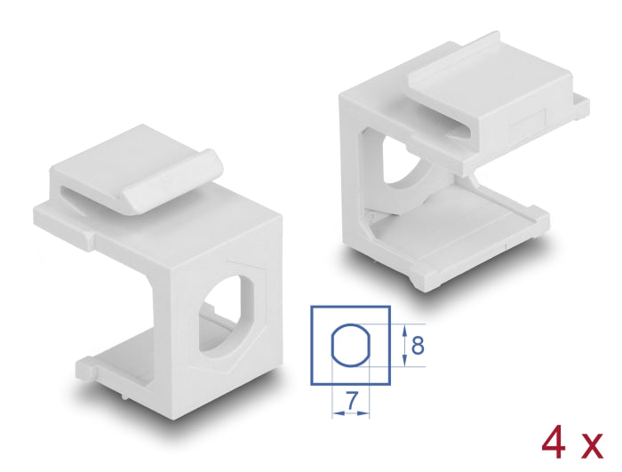 Delock Keystone Abdeckung weiß mit 8,0 mm Durchführung +Hex 4 Stück
