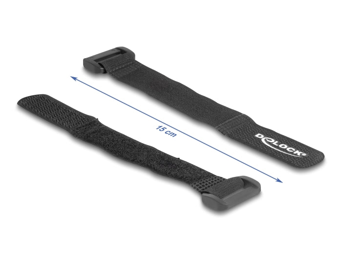 Delock Klett-Kabelbinder mit Schlaufe L 150 x B 20 mm schwarz 5 Stück