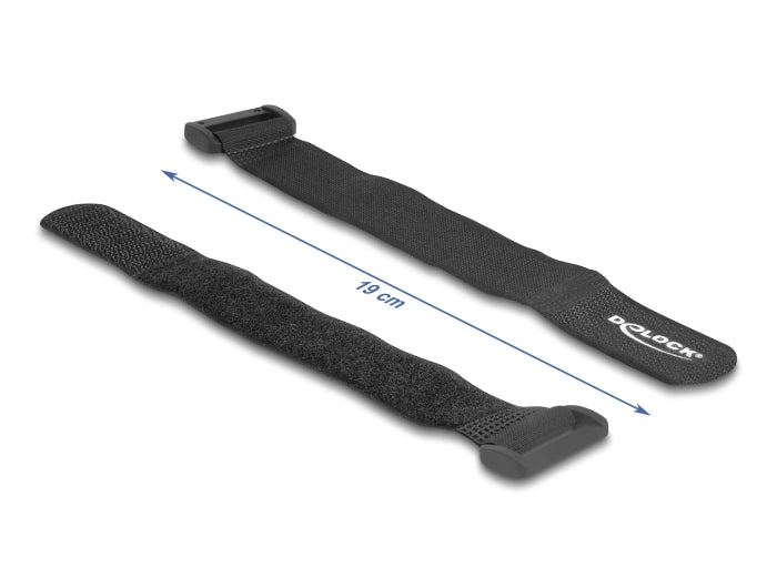 Delock Klett-Kabelbinder mit Schlaufe L 190 x B 25 mm schwarz 5 Stück