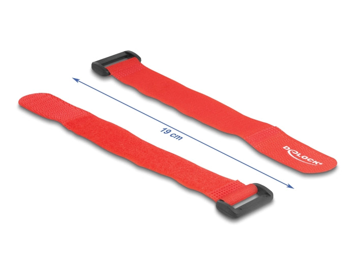 Delock Klett-Kabelbinder mit Schlaufe L 190 x B 25 mm rot 5 Stück