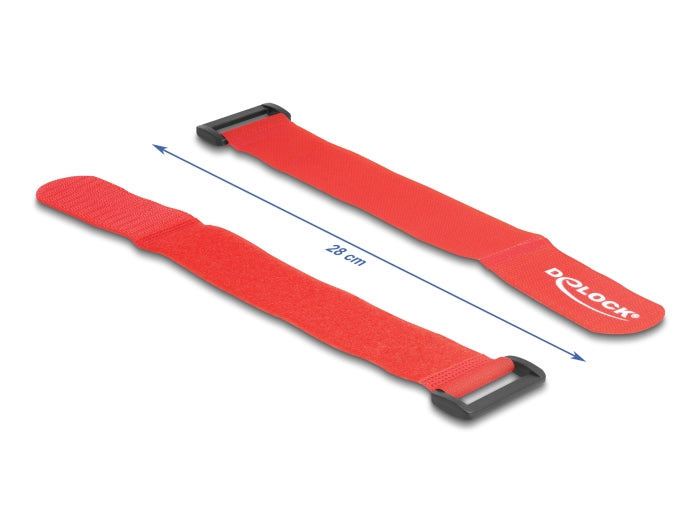 Delock Klett-Kabelbinder mit Schlaufe L 280 x B 38 mm rot 3 Stück
