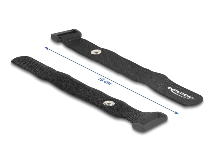 Delock Klett-Kabelbinder mit Schlaufe und Befestigungsöse L 190 x B 25 mm schwarz 5 Stück