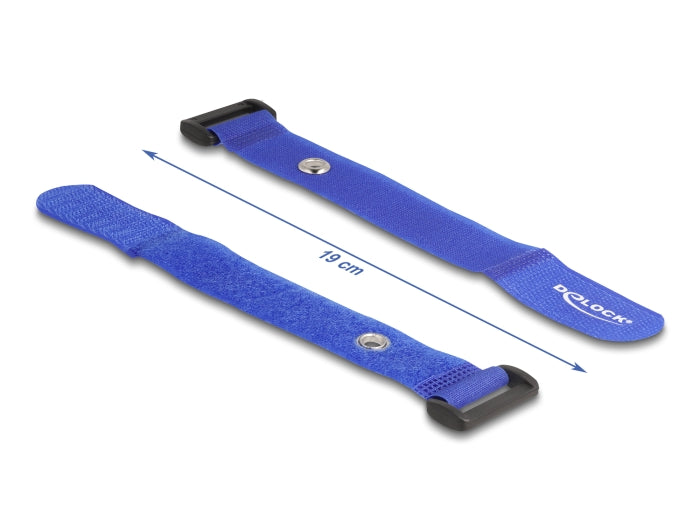 Delock Klett-Kabelbinder mit Schlaufe und Befestigungsöse L 190 x B 25 mm blau 5 Stück