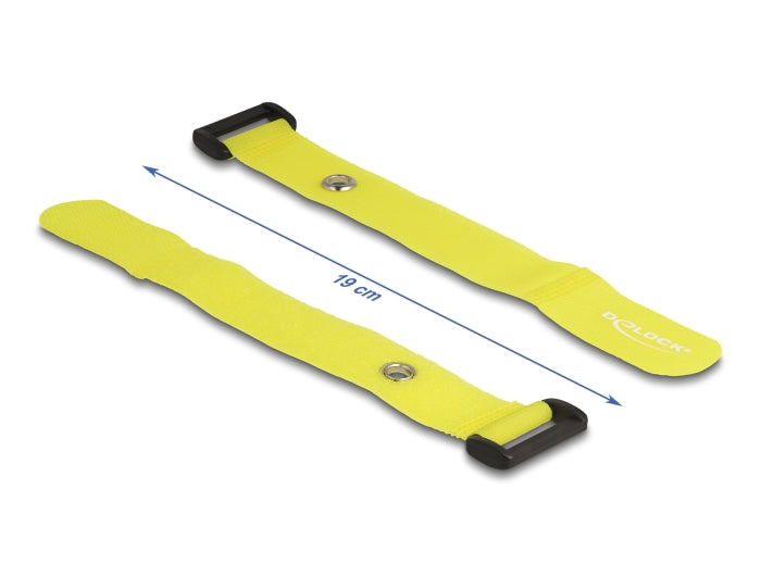 Delock Klett-Kabelbinder mit Schlaufe und Befestigungsöse L 190 x B 25 mm gelb 5 Stück