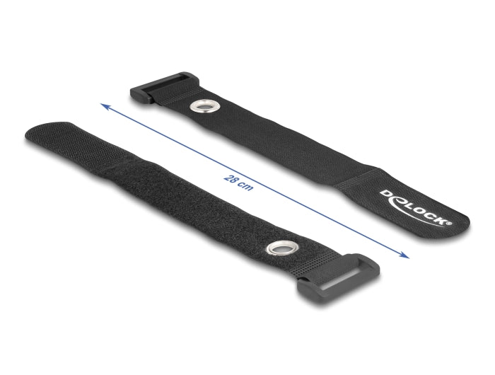 Delock Klett-Kabelbinder mit Schlaufe und Befestigungsöse L 280 x B 38 mm schwarz 3 Stück