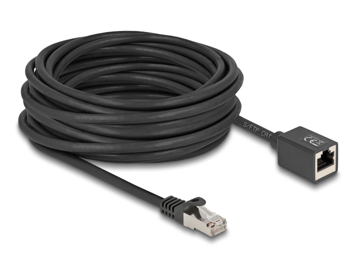 Delock Netzwerk Verlängerungskabel RJ45 Stecker zu RJ45 Buchse Cat.6A S/FTP 10 m schwarz
