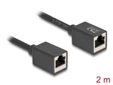 Delock Netzwerk Verlängerungskabel Kupplung RJ45 Buchse zu RJ45 Buchse Cat.6A S/FTP 2 m schwarz