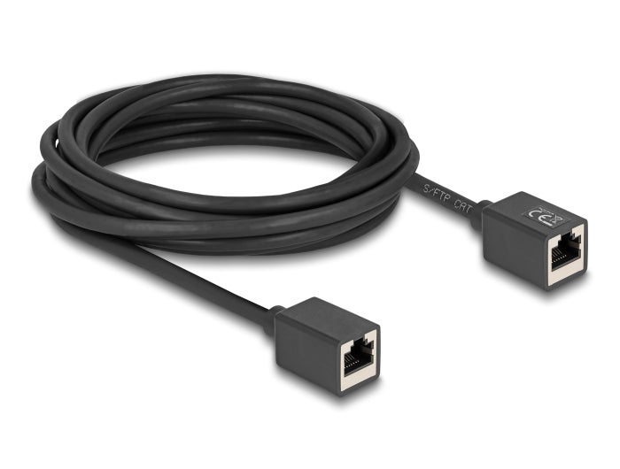 Delock Netzwerk Verlängerungskabel Kupplung RJ45 Buchse zu RJ45 Buchse Cat.6A S/FTP 5 m schwarz