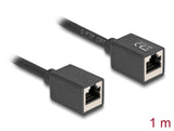 Delock Netzwerk Verlängerungskabel Kupplung RJ45 Buchse zu RJ45 Buchse Cat.6A S/FTP 1 m schwarz