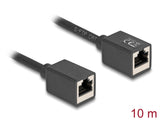 Delock Netzwerk Verlängerungskabel RJ45 Kupplung Buchse zu RJ45 Buchse Cat.6A S/FTP 10 m schwarz