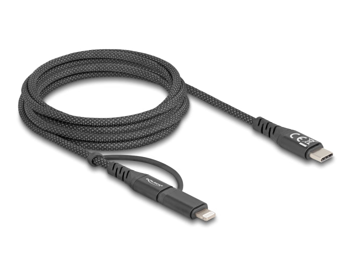 Delock USB Kabel 2 in 1 USB Type-C™ zu USB Type-C™ / Lightning™ für iPhone™ und iPad™ 2 m MFi 60 W