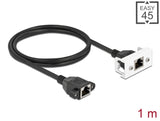 Delock Netzwerk Verlängerungskabel für Easy 45 Modul S/FTP RJ45 Buchse zu RJ45 Buchse Cat.6A 1 m schwarz / weiß