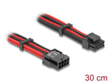 Delock Verlängerungskabel 8 Pin EPS Stecker zu 4 + 4 Pin EPS Buchse Textilummantelung rot-schwarz 30 cm