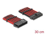 Delock Verlängerungskabel 24 Pin ATX Stecker zu 24 Pin ATX Buchse Textilummantelung rot-schwarz 30 cm