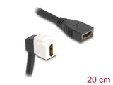 Delock Keystone Modul Kabel HDMI Buchse zu Buchse 90° gewinkelt 8K 60 Hz 20 cm schwarz