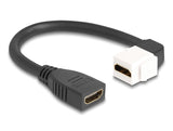 Delock Keystone Modul Kabel HDMI Buchse zu Buchse 90° gewinkelt 8K 60 Hz 20 cm schwarz