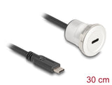 Delock USB 10 Gbps Type-C™ Einbaubuchse mit Kabelpeitsche Stecker 30 cm Aluminium