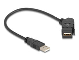 Delock Keystone Modul USB 2.0 Typ-A Einbaubuchse 45° gewinkelt zu Typ-A Stecker mit 30 cm Kabel schwarz