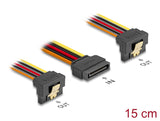 Delock Kabel SATA 15 Pin Strom Stecker mit Einrastfunktion > 2 x SATA 15 Pin Strom Buchse 15 cm