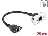 Delock Netzwerk Verlängerungskabel für Easy 45 Modul S/FTP RJ45 Buchse zu RJ45 Buchse Cat.6A 25 cm schwarz / weiß