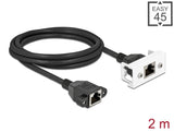 Delock Netzwerk Verlängerungskabel für Easy 45 Modul S/FTP RJ45 Buchse zu RJ45 Buchse Cat.6A 2 m schwarz / weiß