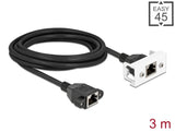 Delock Netzwerk Verlängerungskabel für Easy 45 Modul S/FTP RJ45 Buchse zu RJ45 Buchse Cat.6A 3 m schwarz / weiß