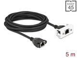 Delock Netzwerk Verlängerungskabel für Easy 45 Modul S/FTP RJ45 Buchse zu RJ45 Buchse Cat.6A 5 m schwarz / weiß