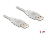Delock Kabel USB 2.0 Typ-A Stecker > USB 2.0 Typ-A Stecker 1 m transparent