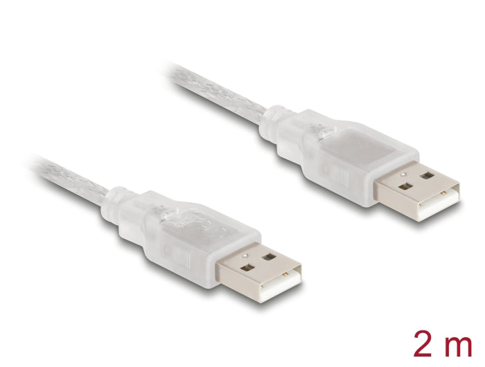 Delock Kabel USB 2.0 Typ-A Stecker > USB 2.0 Typ-A Stecker 2 m transparent