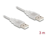 Delock Kabel USB 2.0 Typ-A Stecker > USB 2.0 Typ-A Stecker 3 m transparent