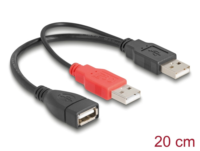 Delock Y-Kabel 2 x USB 2.0 Typ-A Stecker > 1 x USB 2.0 Typ-A Buchse 20 cm