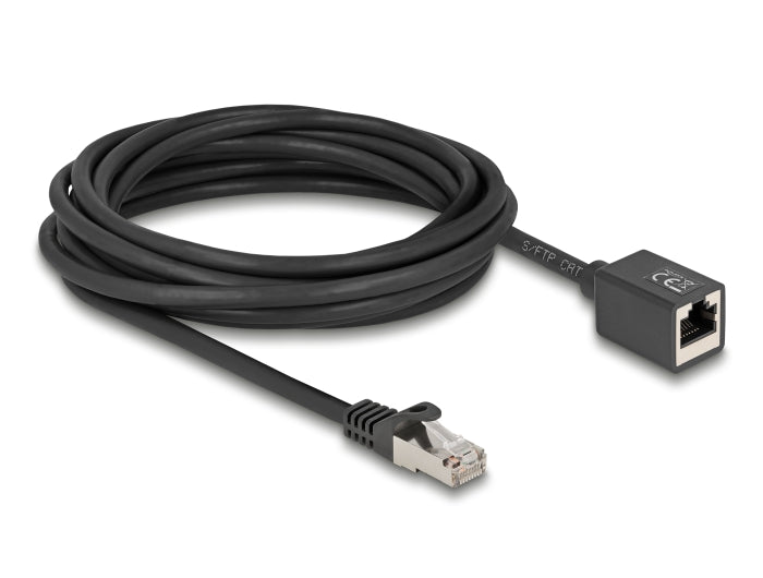 Delock Netzwerk Verlängerungskabel RJ45 Stecker zu RJ45 Buchse Cat.6A S/FTP 5 m schwarz