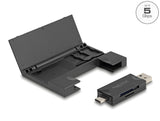 Delock Card Reader USB 5 Gbps USB Type-C™ / Typ-A für SD und Micro SD Speicherkarten mit praktischem Speicherkarten Etui - schwarz
