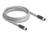Delock M12 Kabel L-kodiert 5 Pin Stecker zu Stecker PUR schleppkettentauglich 2 m grau