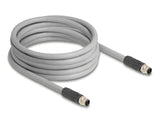 Delock M12 Kabel L-kodiert 5 Pin Stecker zu Stecker PUR schleppkettentauglich 5 m grau