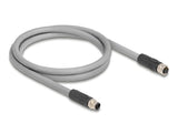 Delock M12 Kabel L-kodiert 5 Pin Stecker zu Buchse PUR schleppkettentauglich 1 m grau