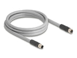 Delock M12 Kabel L-kodiert 5 Pin Stecker zu Buchse PUR schleppkettentauglich 2 m grau