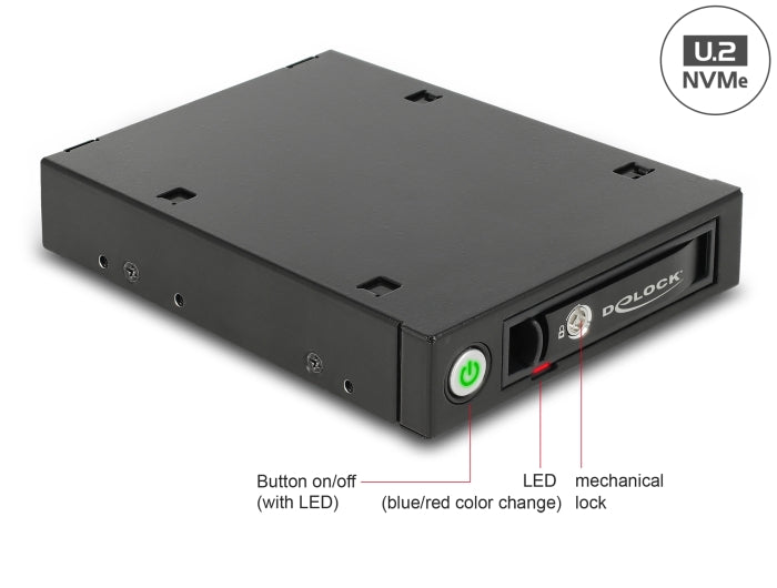 Delock 3.5″ Wechselrahmen für 1 x 2.5″ U.2 NVMe SSD oder SATA / SAS HDD / SSD