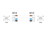 Delock M12 Kabel L-kodiert 4 Pin Stecker zu Stecker PUR schleppkettentauglich 2 m schwarz