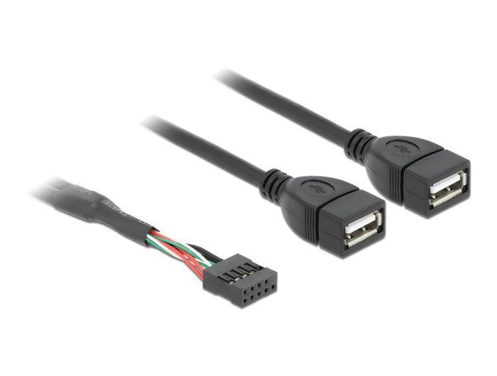 Delock USB Kabel Pin Header Buchse > 2 x USB 2.0 Typ-A Buchse 40 cm