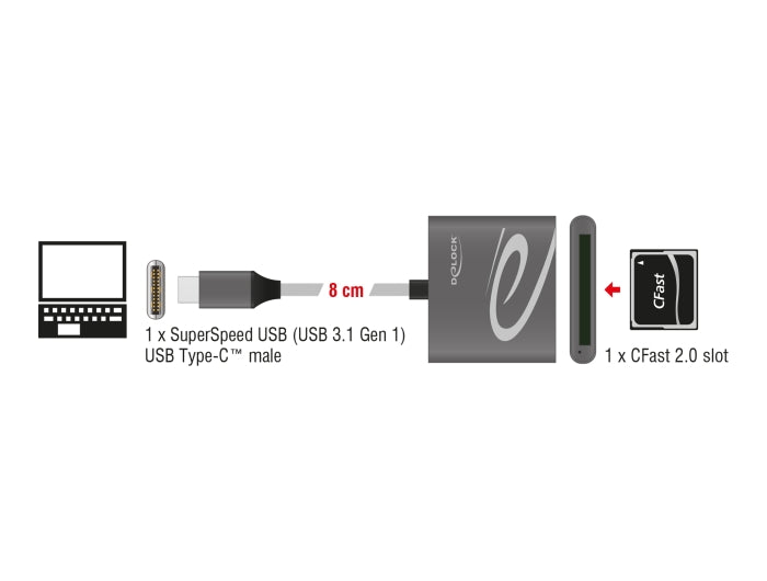 Delock USB Type-C™ Card Reader für CFast 2.0 Speicherkarten
