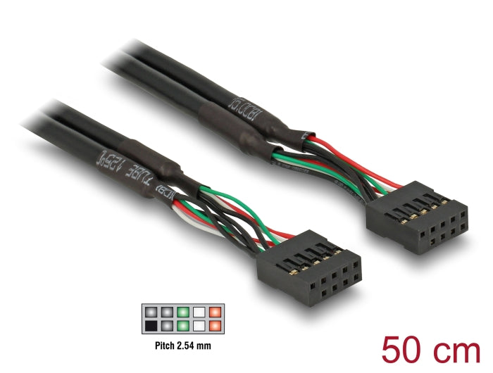 Delock Kabel USB 2.0 Pfostenbuchse 2,54 mm 10 Pin > USB 2.0 Pfostenbuchse 2,54 mm 10 Pin 50 cm